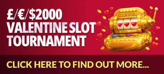 Promotion banner: IGP £/€/$2000 Valentine Slot Tournament Feb 26. £/€/$2,000 Valentine Slot Tournament. Win Every Week in February!